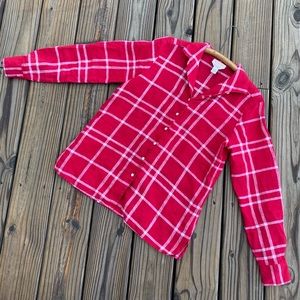 Talbots Irish Linen Plaid Button Up Long Sleeve Shirt